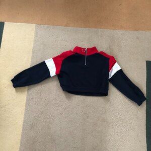Divided H&M Red, White Blue Pullover zippered sweatshirt cropped
